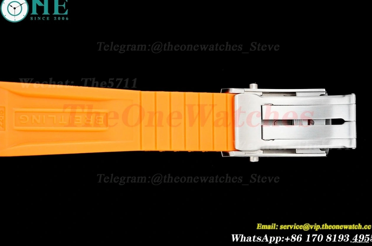 Rubber Colorful Orange A2824 Dial on TF SS RU Superocean 42mm Strap 0324